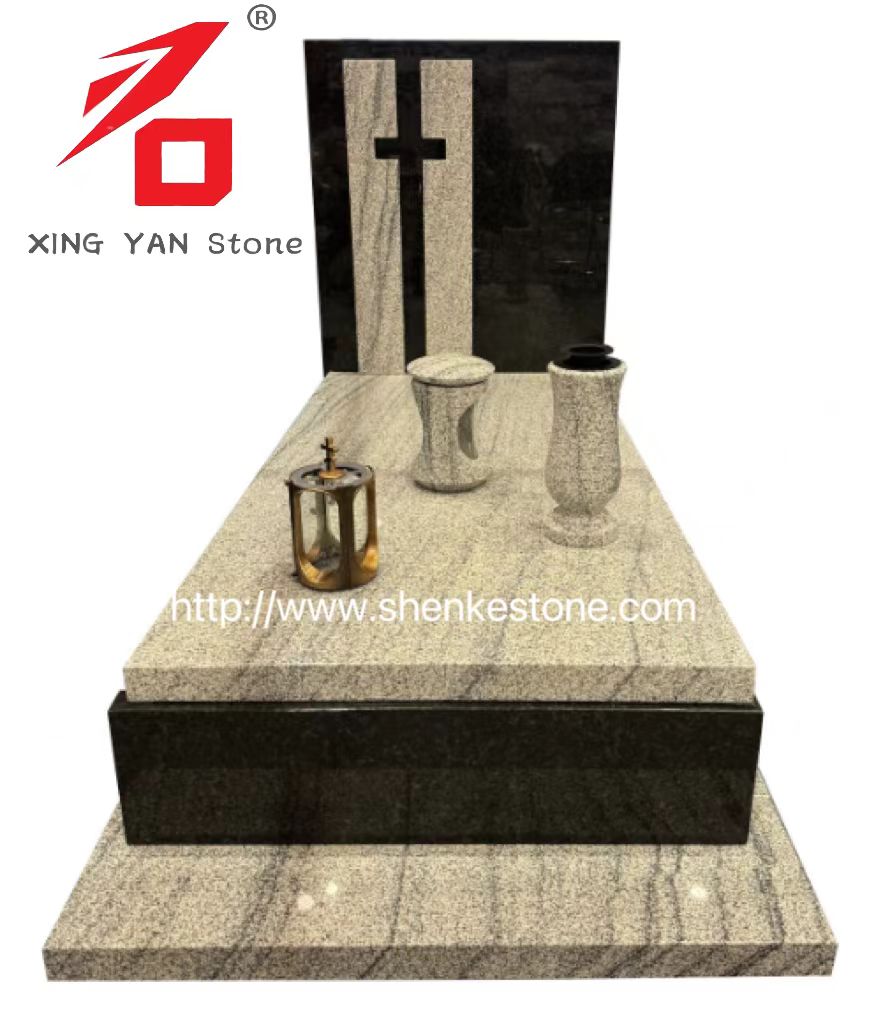 Modern Granite ออกแบบอนุสาวรีย์งานศพ (พร้อมแจกันงานศพและโคมไฟ)