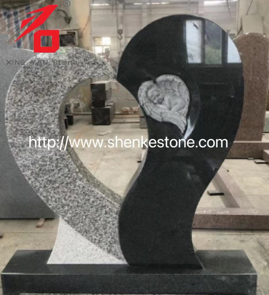 Single Single Heart Shape Angel headstone สำหรับสุสาน